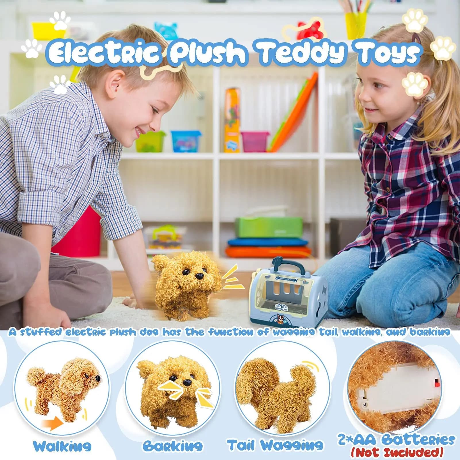 Soft Plush Puppy Pet Cage Playset