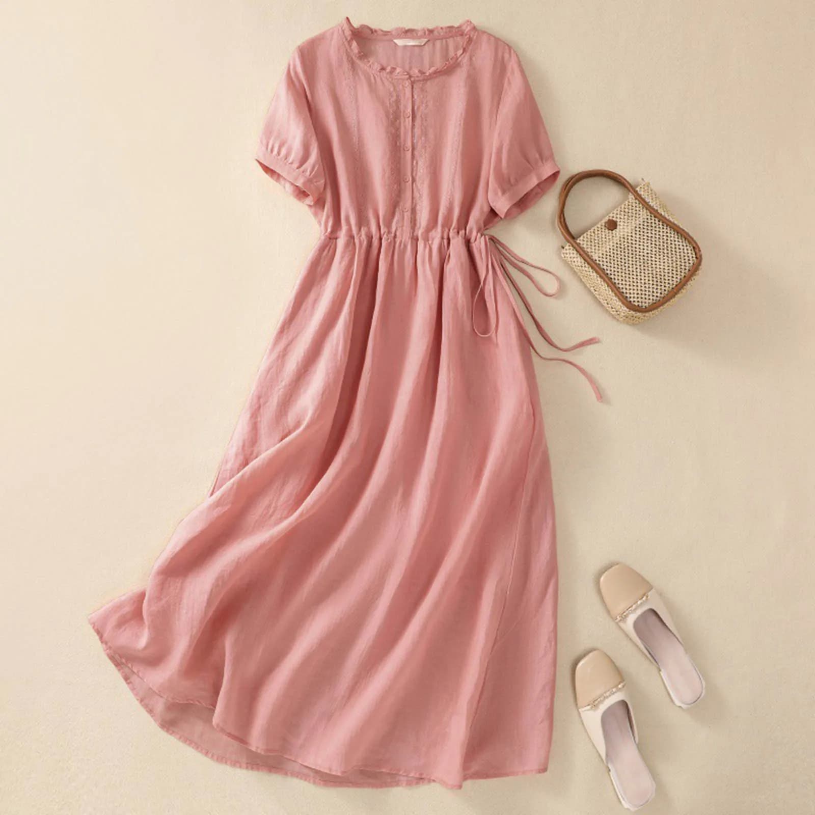 Women'S Elegant Dresses Outfits Womens New Cotton And Art Commuting Simple And Solid Color Light Vestidos En Oferta LiquidacióN