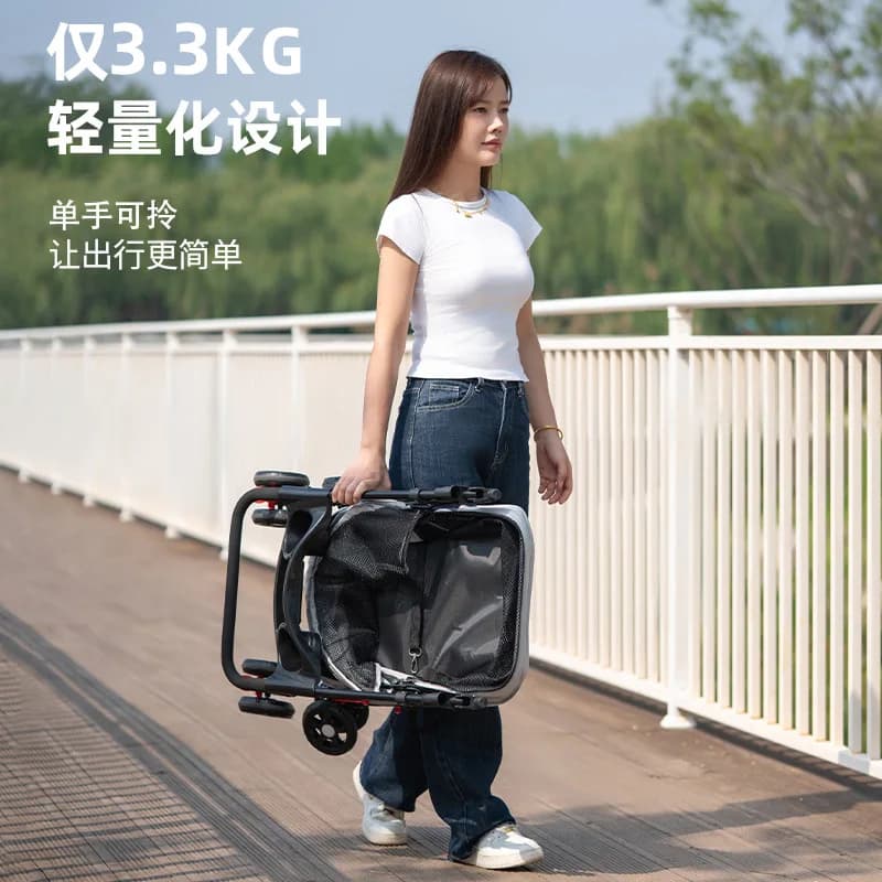 Lightweight Foldable Pet Stroller Outdoor Travel Hand Cart for Small Dogs Cats Teddy Walking Trip