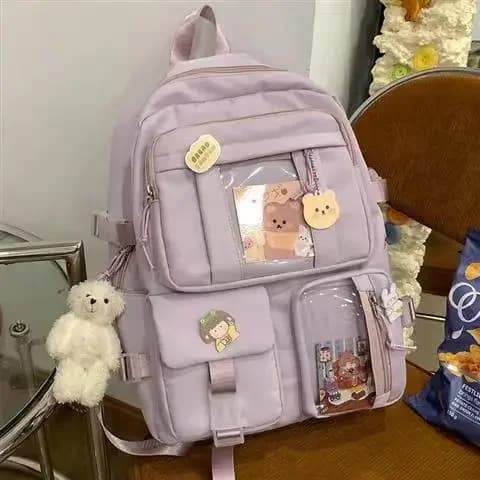 Kawaii Patchwork School Backpack for Girls