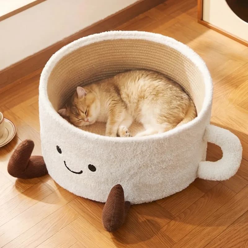 Cat Bed With Scratching Board Semi Enclosed