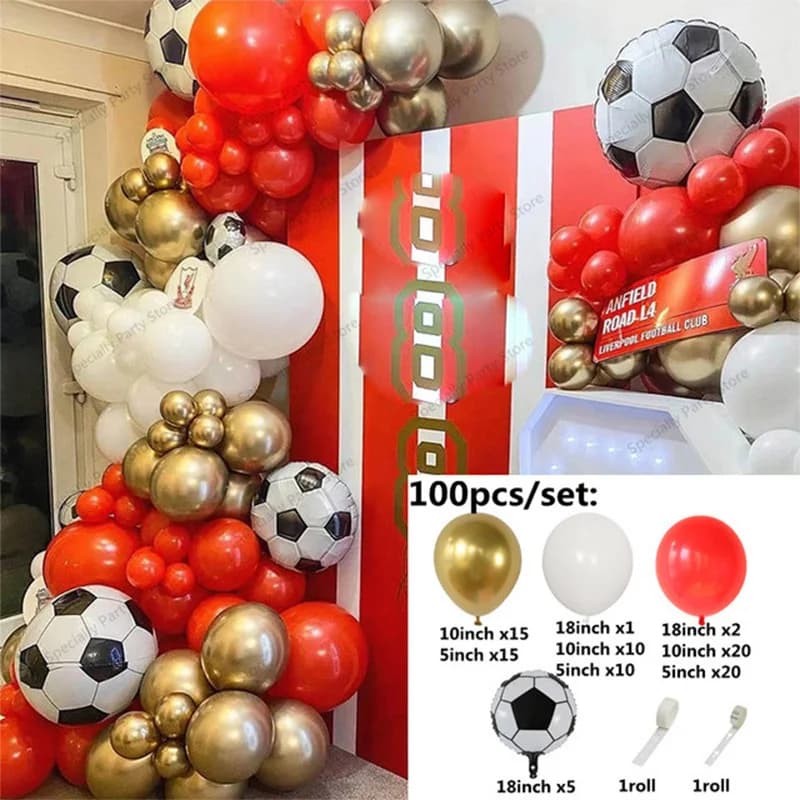 Wedding Birthday Party Decor 4D Gold 4D Soccer Red Blue Latex Balloon Garland Arch Holiday Event Baby Shower Backgound Decor