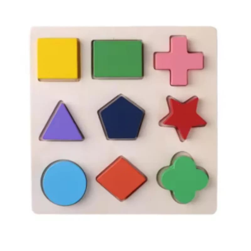 Wooden Geometric Blocks Shape Sorting Puzzle