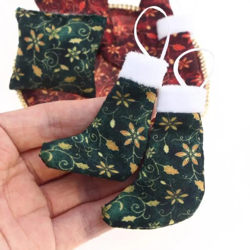 Miniature Christmas Stocking Set for Dollhouses