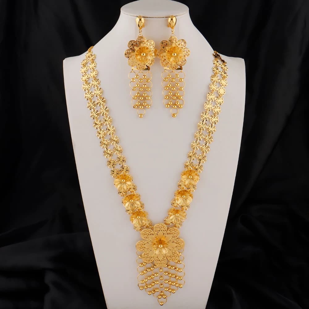 Middle East Jewelry Set Luxury Jewelry Sets Gold Plated Jewelry Tassel Necklace and Earrings Jewellery Set Wholesale