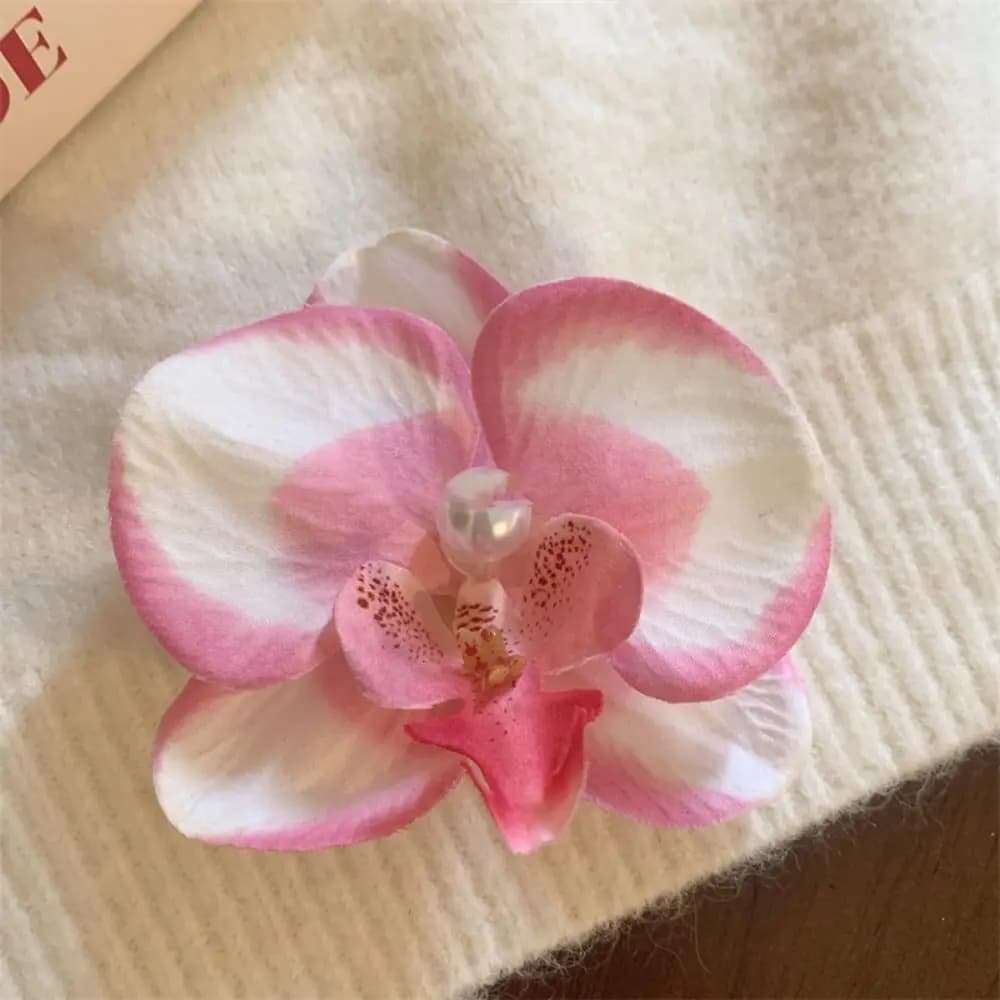Hair Accessories Flower Hair Clip Pink Orchid Headdress Orchid Hairpin Hair Ornament Side Barrettes Bohemia Barrettes Bridal