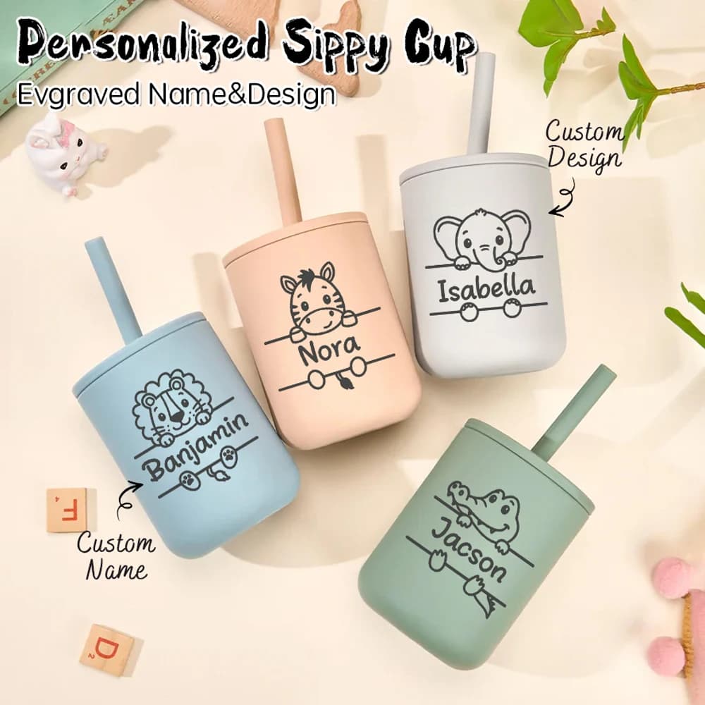 Personalized Silicone Sippy Cup for Toddlers