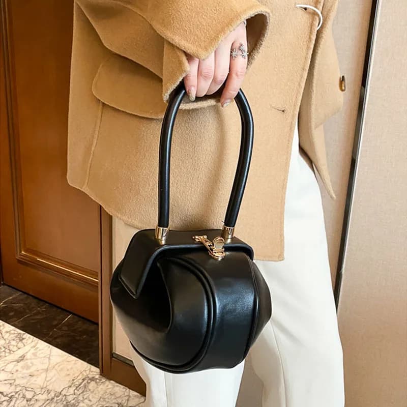 Luxury Designer Round Shoulder Bag PU Leather