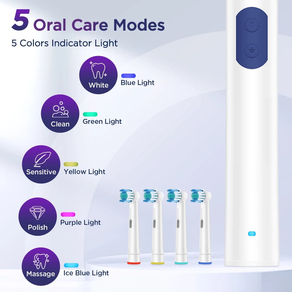 Electric Toothbrush 5-Mode Rotating Rechargeable IPX7