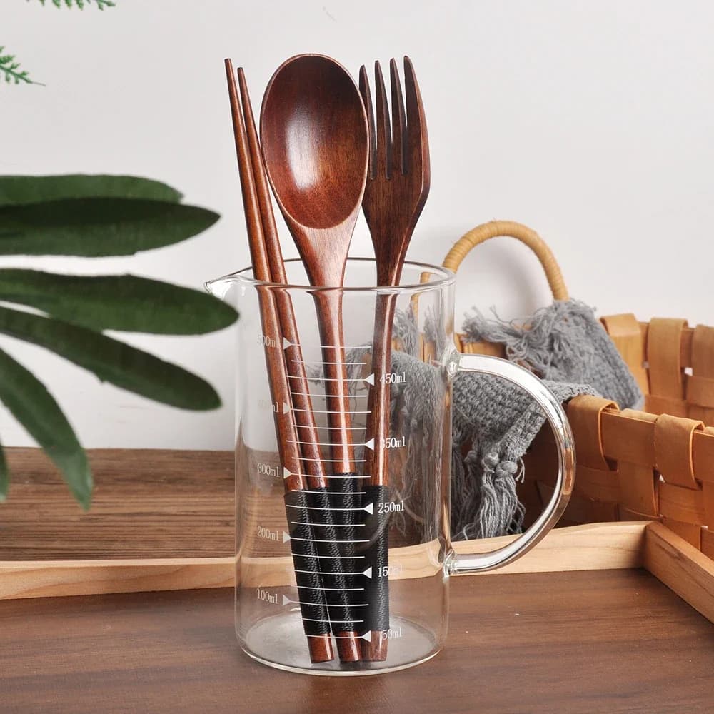 Natural Wood Dinnerware Utensil Set