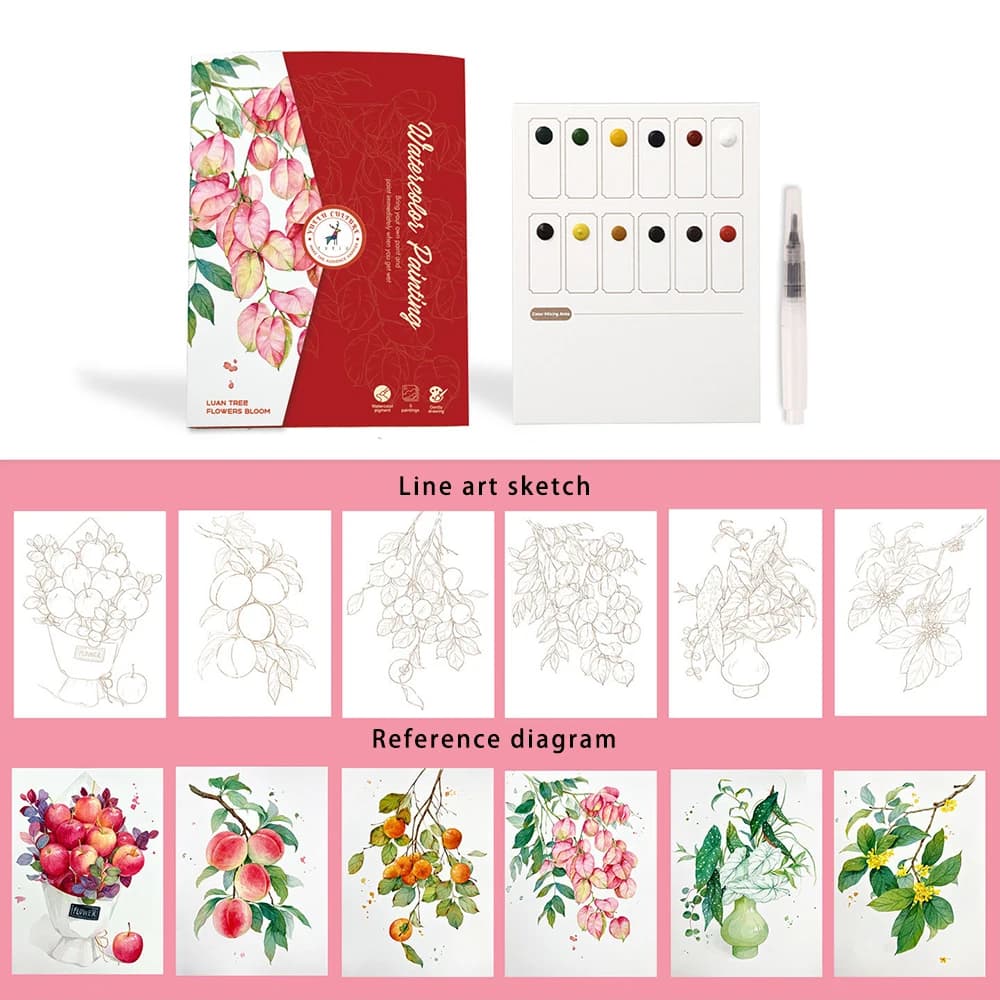 Watercolor Painting Set With Paper and Pen