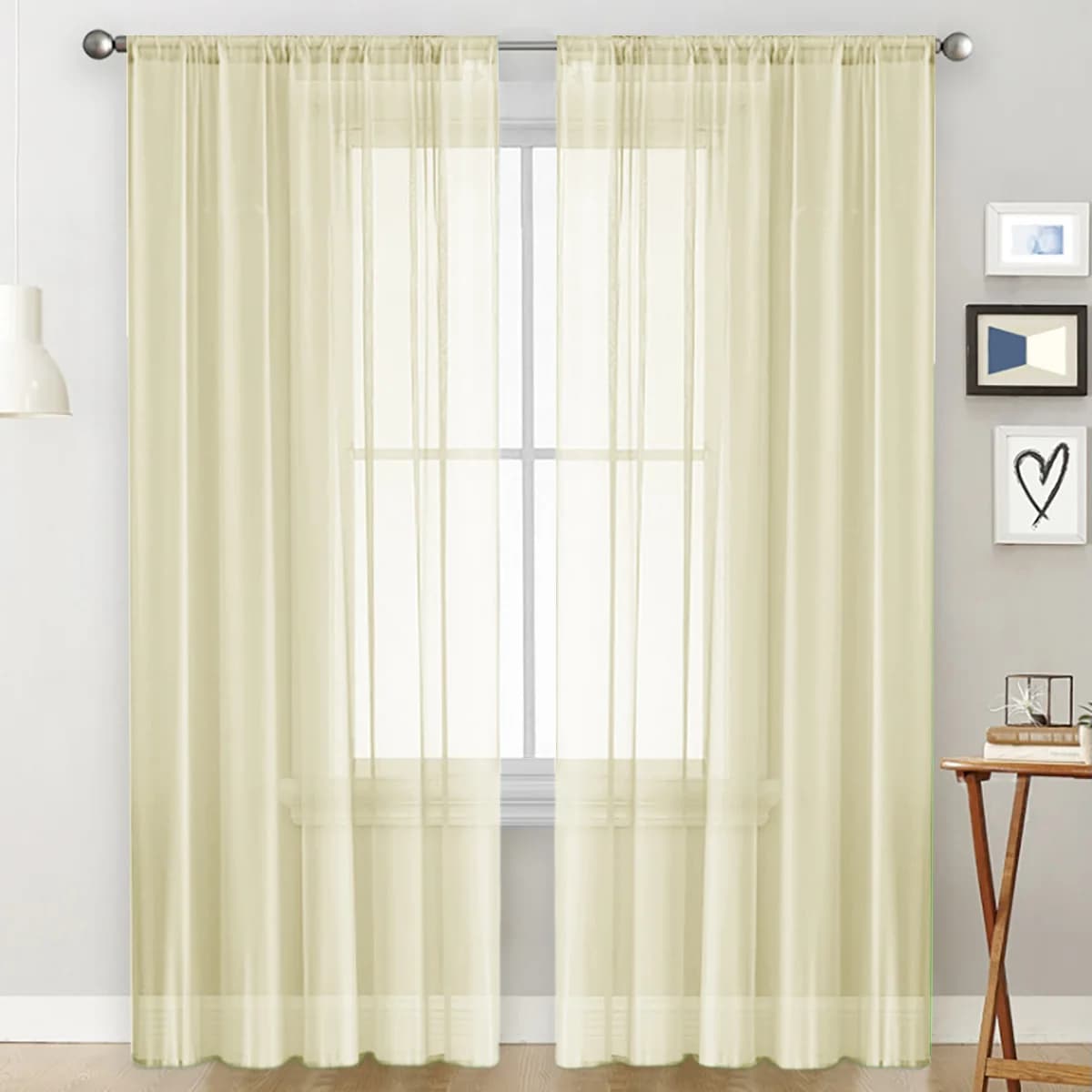 Sheer Tulle Curtains with Rod Pocket