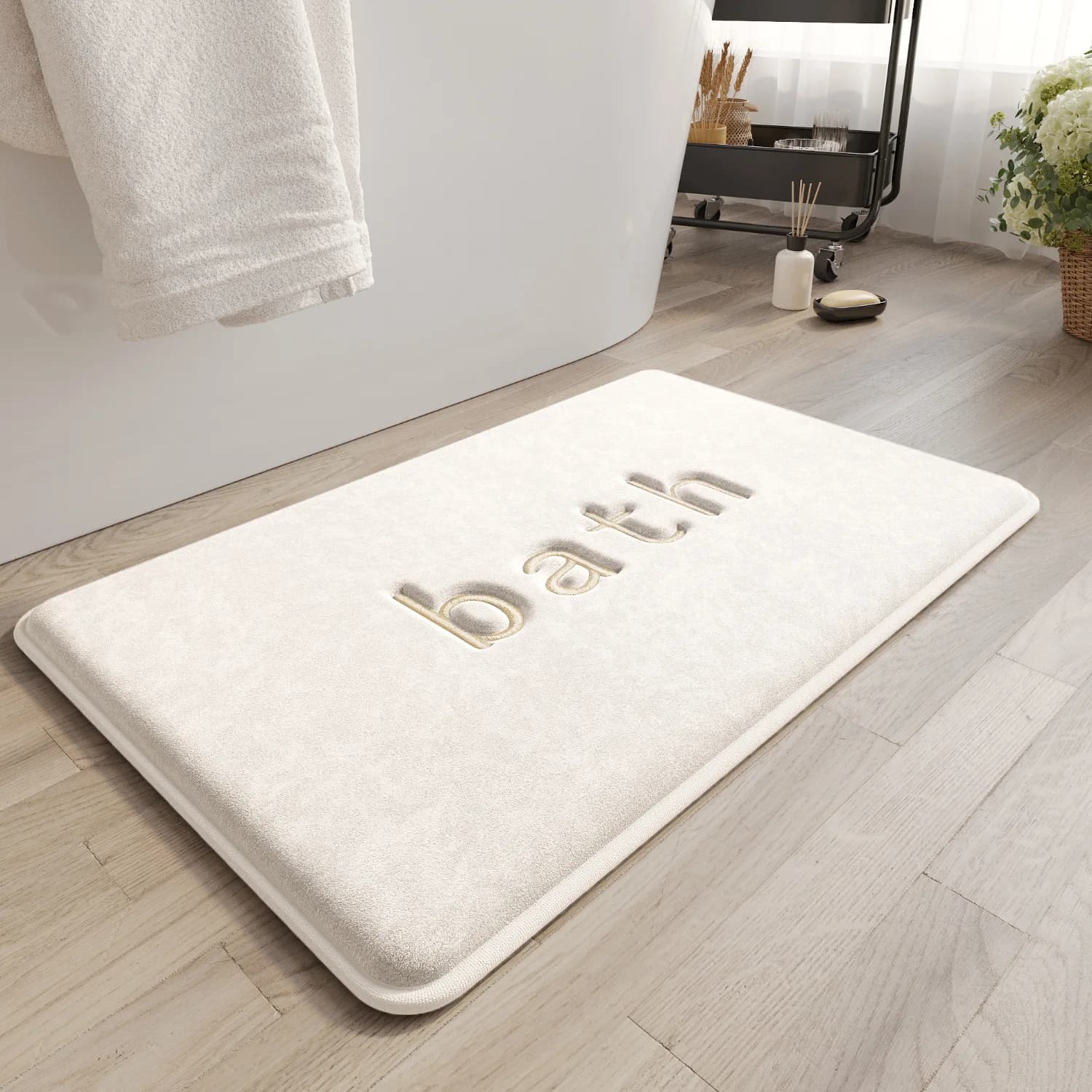 Soft Solid Color Bath Mat Water Absorbent