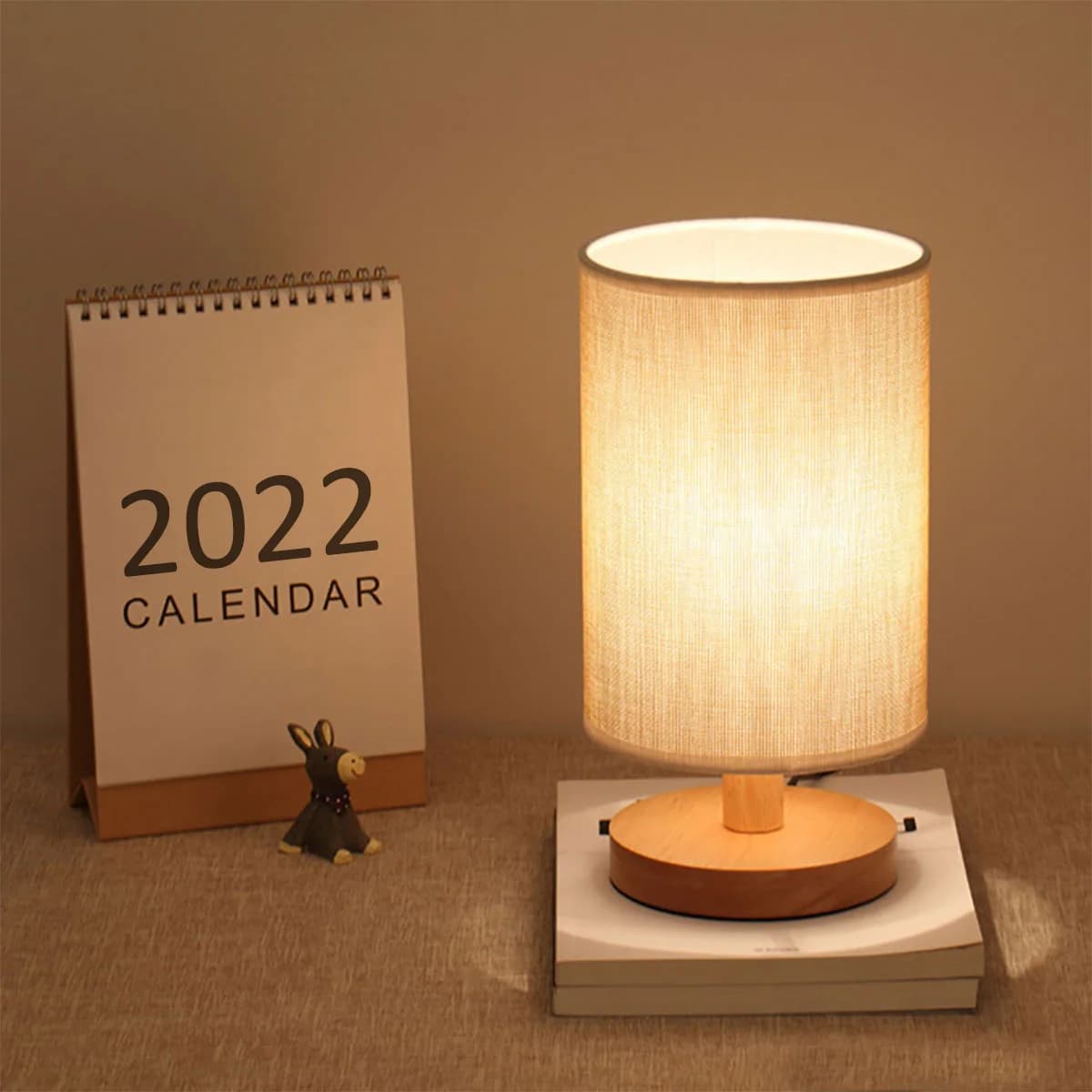 USB Wooden Bedside Lamp with Warm White Light