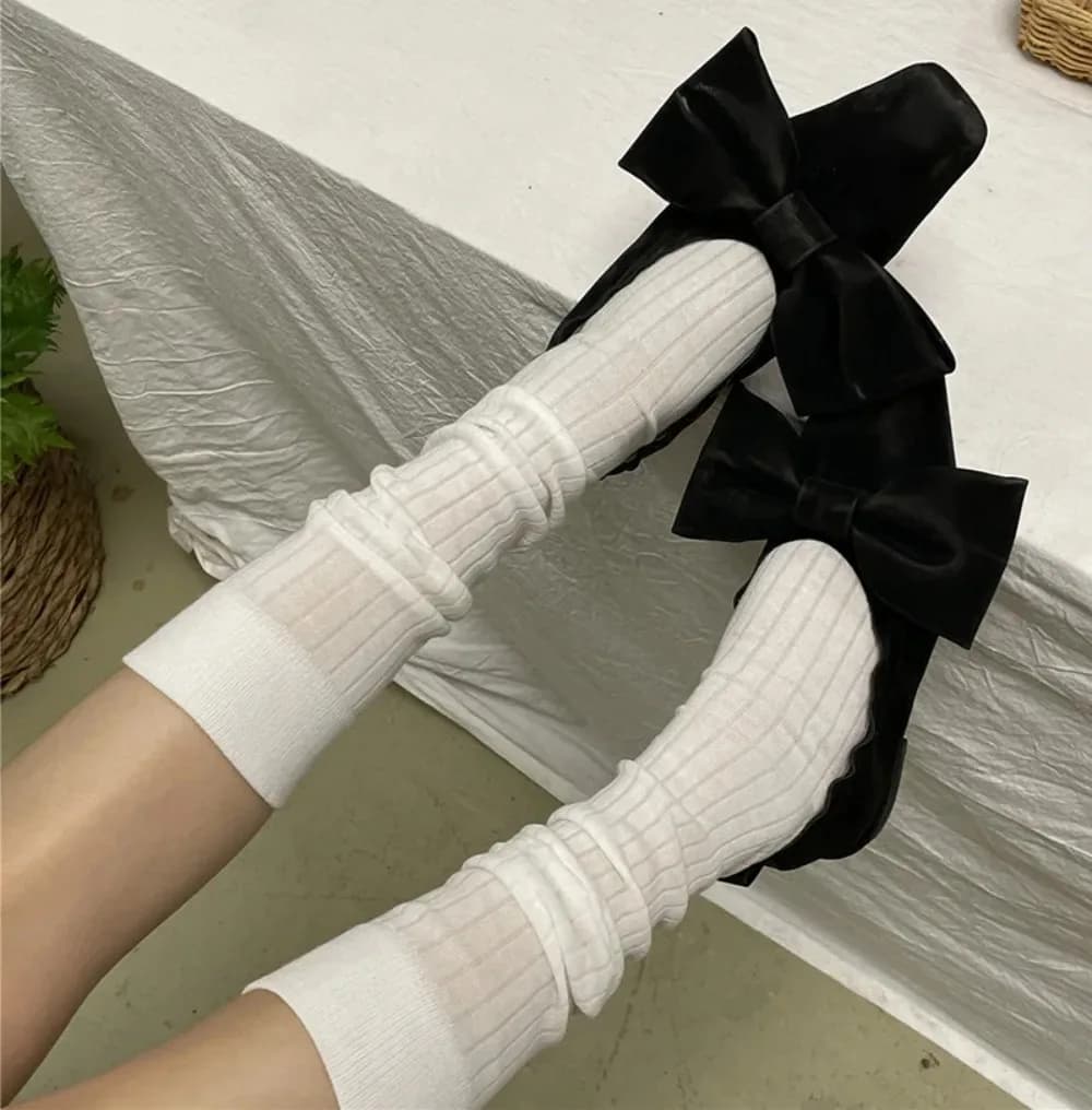 Women's Cotton Knee High Socks Black