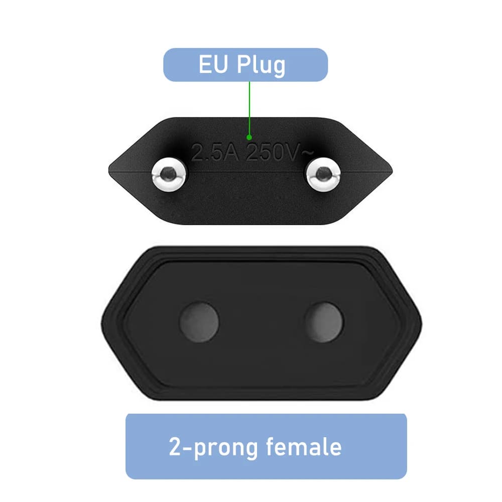 EU Power Extension Cord Anged European AC Power Extension Cord Europe 2-prong Power Lead Male to Female Extension Cable Wire