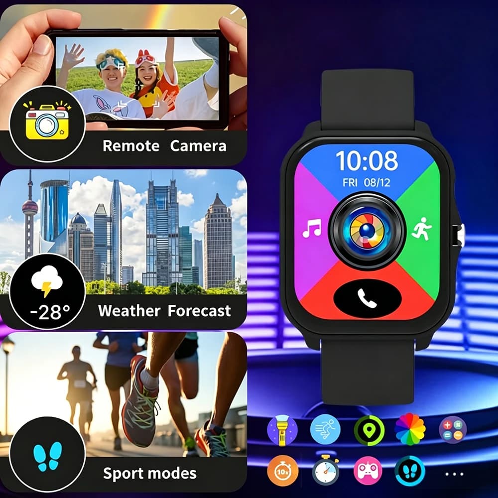 2026 New Smartwatch, 1.83-inch HD Full Touchscreen, Supports Calls/Message Notifications, Multiple Sports Modes, Music Playback