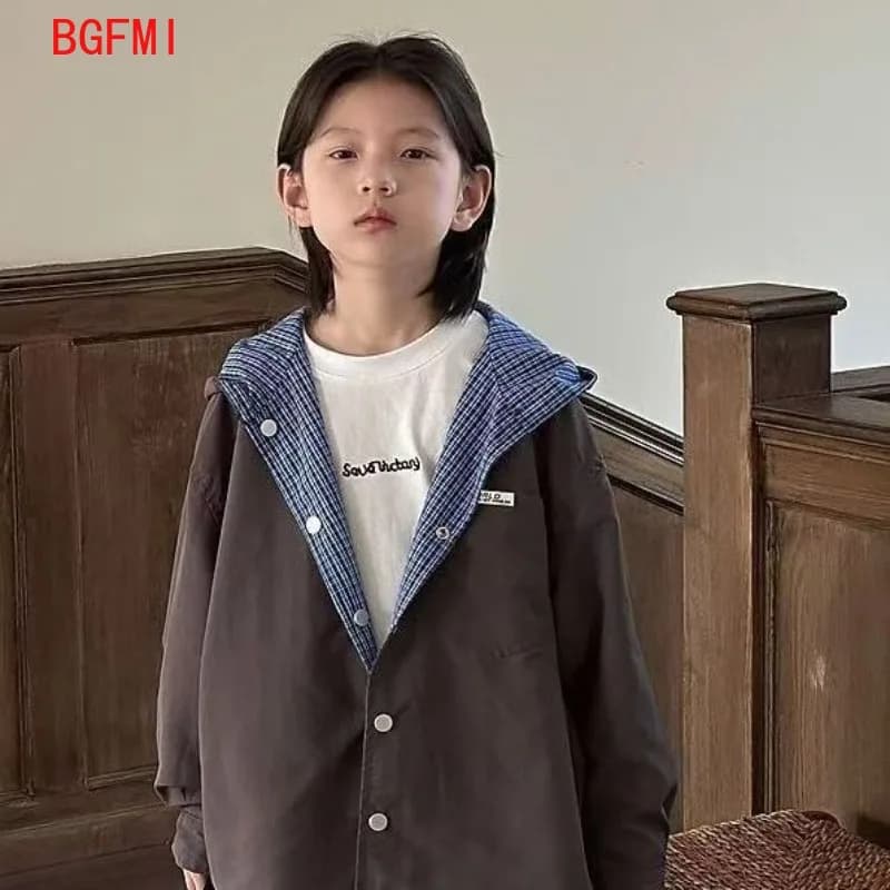 Kids Double-Sided Hooded Windbreaker Jacket