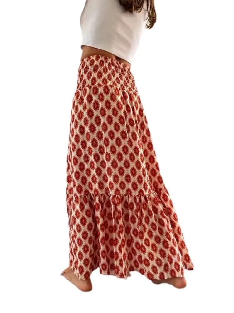 Women's Boho Floral Maxi Skirt
