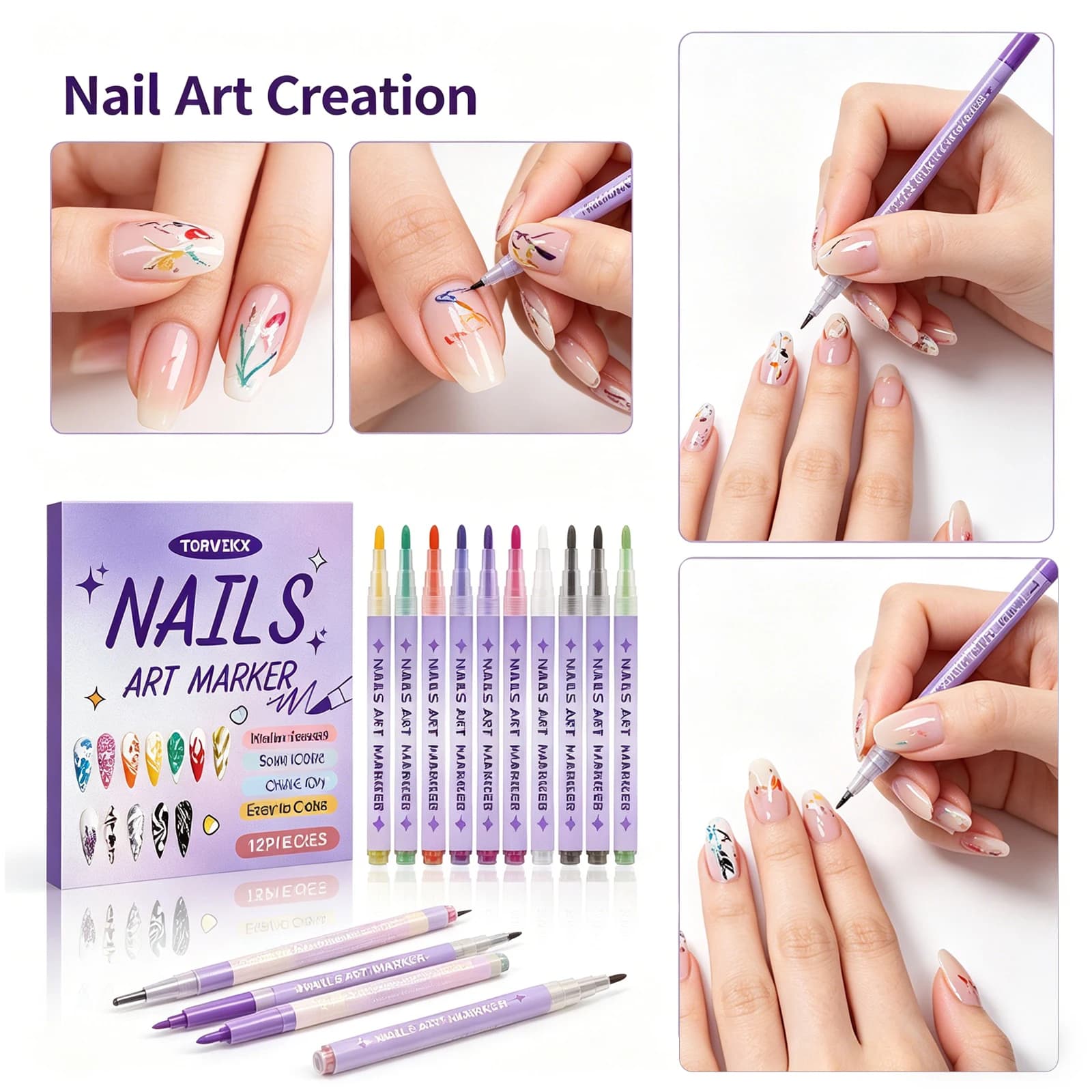 Nail Art Pen DIY Painting Fine Tip Long Lasting Color Smooth Drawing Water Based Waterproof Quick Dry Professional Beginner