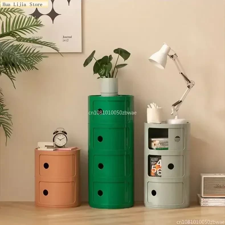 Nightstands Modular Bedside Table Round Large-capacity Storage Bedside Small Cabinet Bedroom Simple Storage Narrow Side Cabinet
