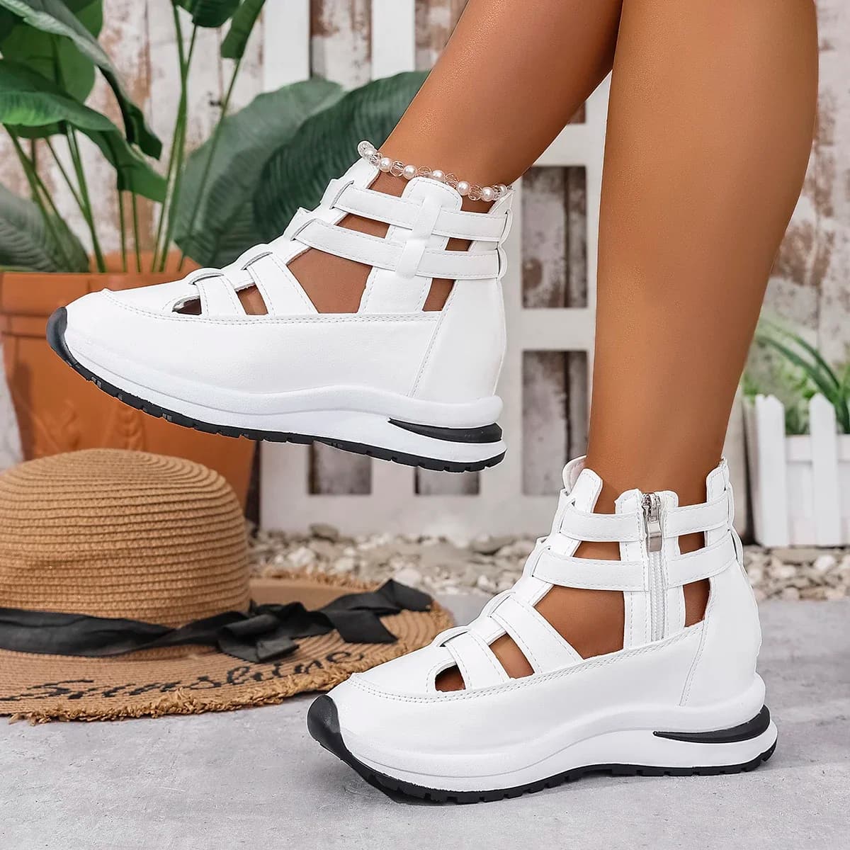 Women's Closed Toe Wedge Sandals with Buckle Strap