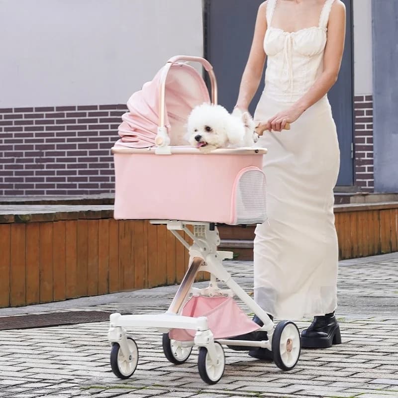 Lightweight Portable Dogs Stroller Foldable Pet Carrier with Separable Design for Outdoor Walking Pet Bag