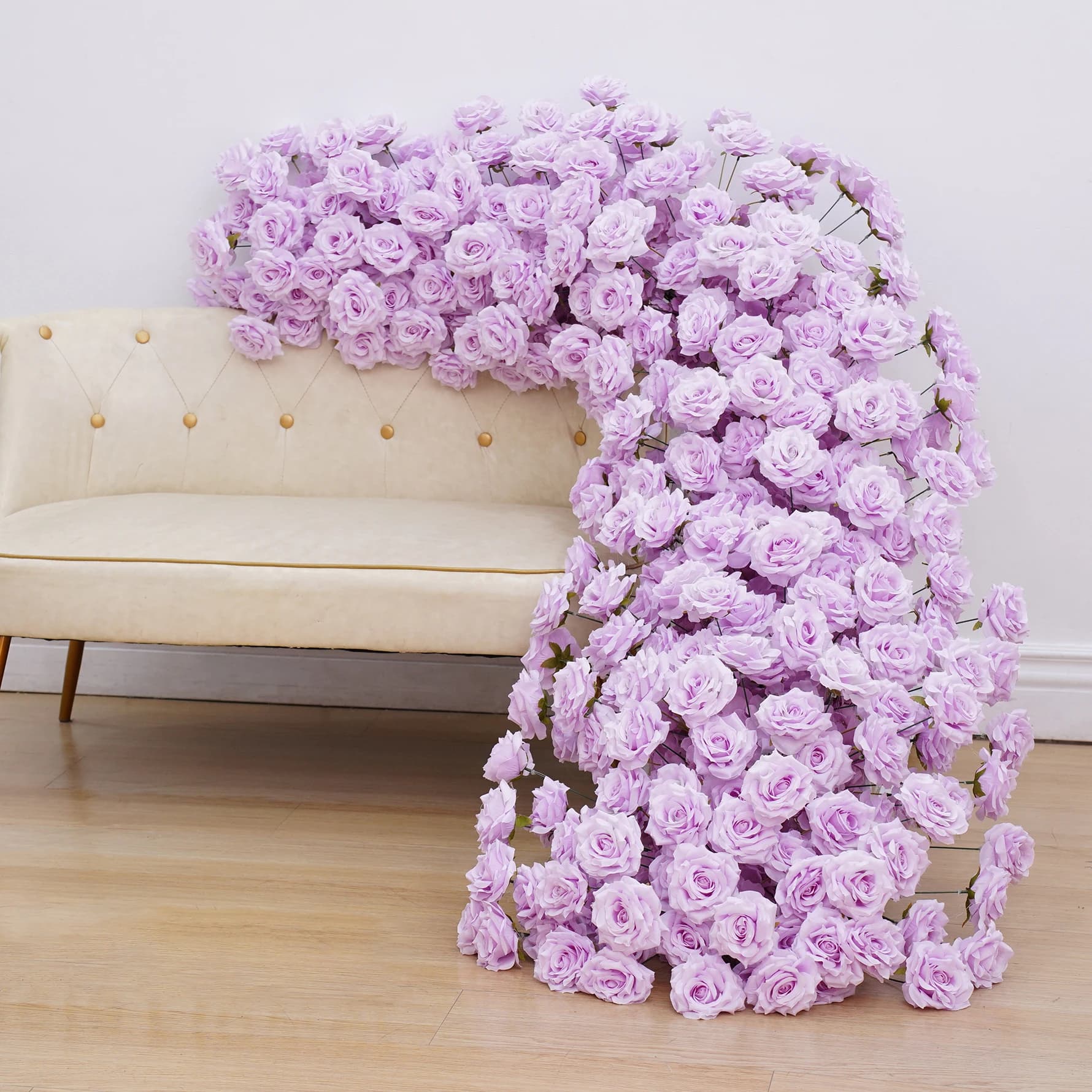 Pure White Silk Rose Flower Row Runner
