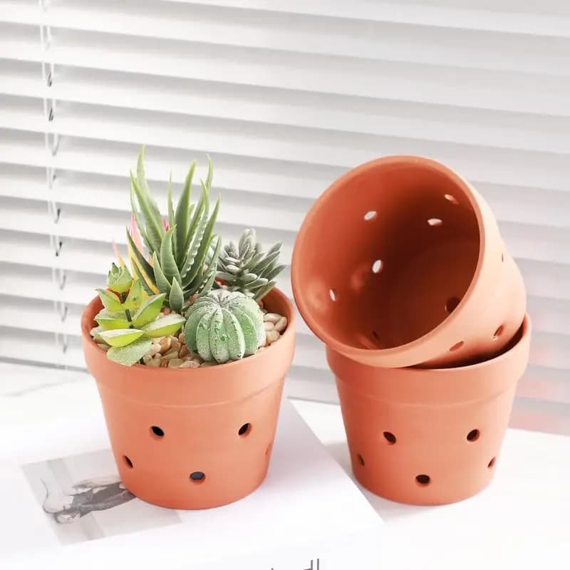Terracotta Orchid Pots with Drainage Holes, 4.5 Inch, 6-Pack