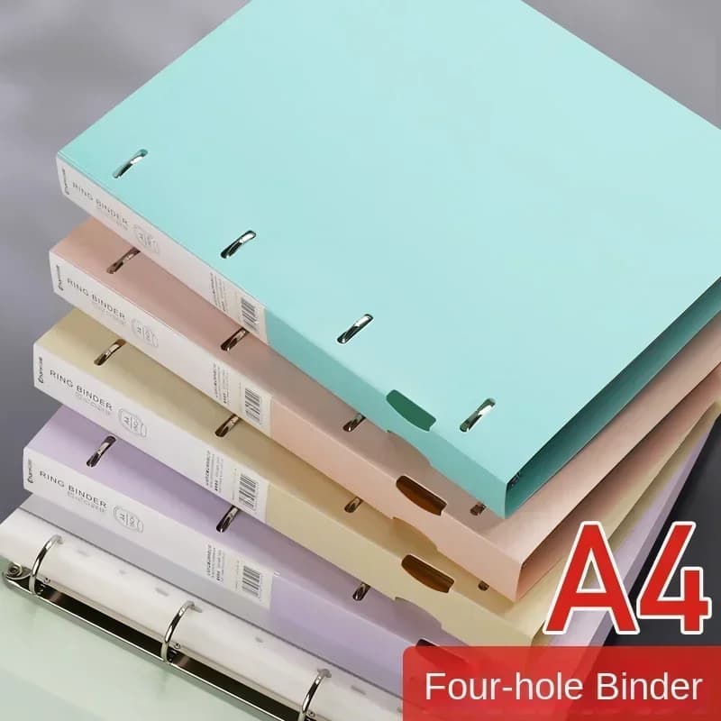Portable 4-Hole D-Type A4 Plastic Folder