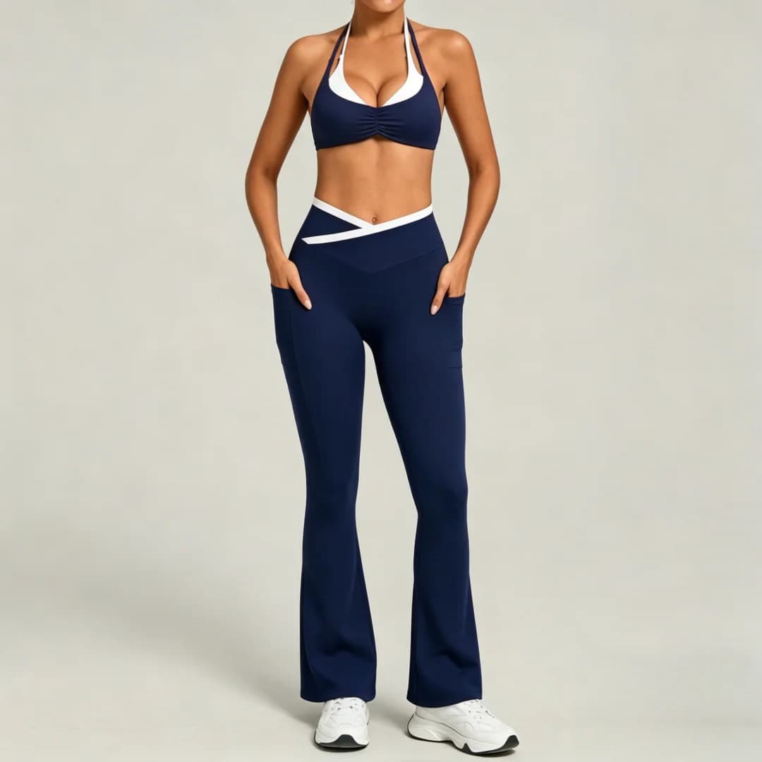 Women's Backless Halter Yoga Set