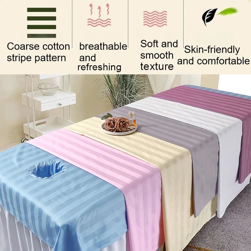 Pure Cotton Beauty Salon Bed Sheet with Face Hole