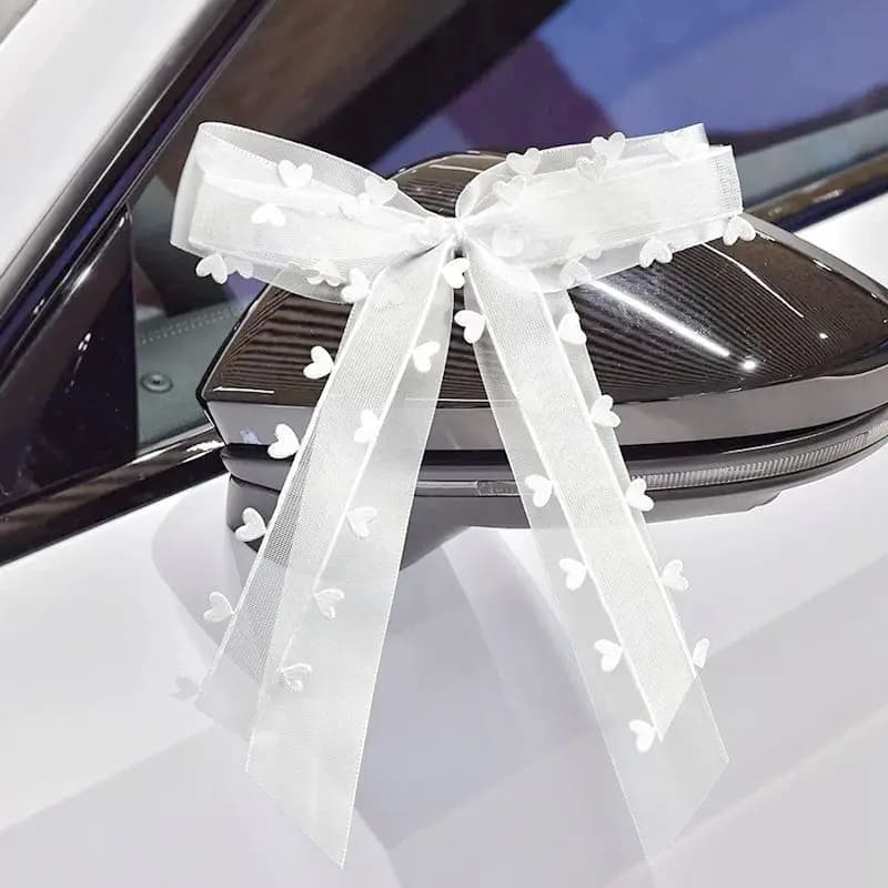 Satin Ribbon Bowknots White Wedding Decoration