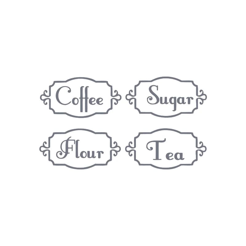 Kitchen Jar Label Vinyl Stickers Set of 4