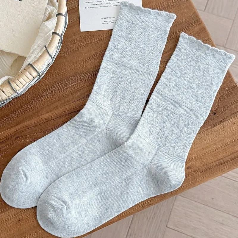 Women's White Cotton Lace Casual Socks