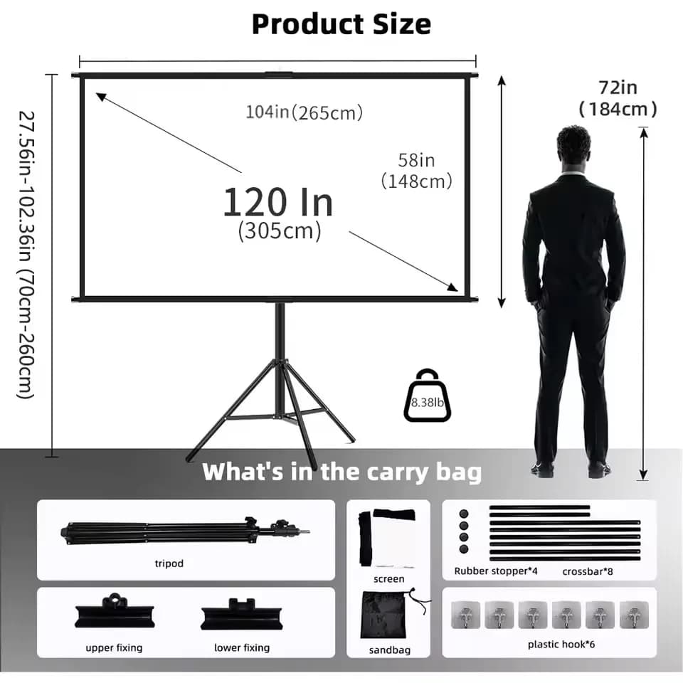 120 Inch Projector Screen 16:9 Indoor Outdoor