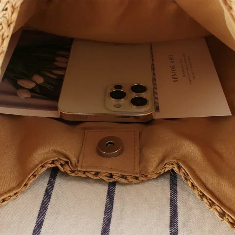 Women's retro handbag, woven lightweight handbag, fashionable commuting and travel shopping bag,