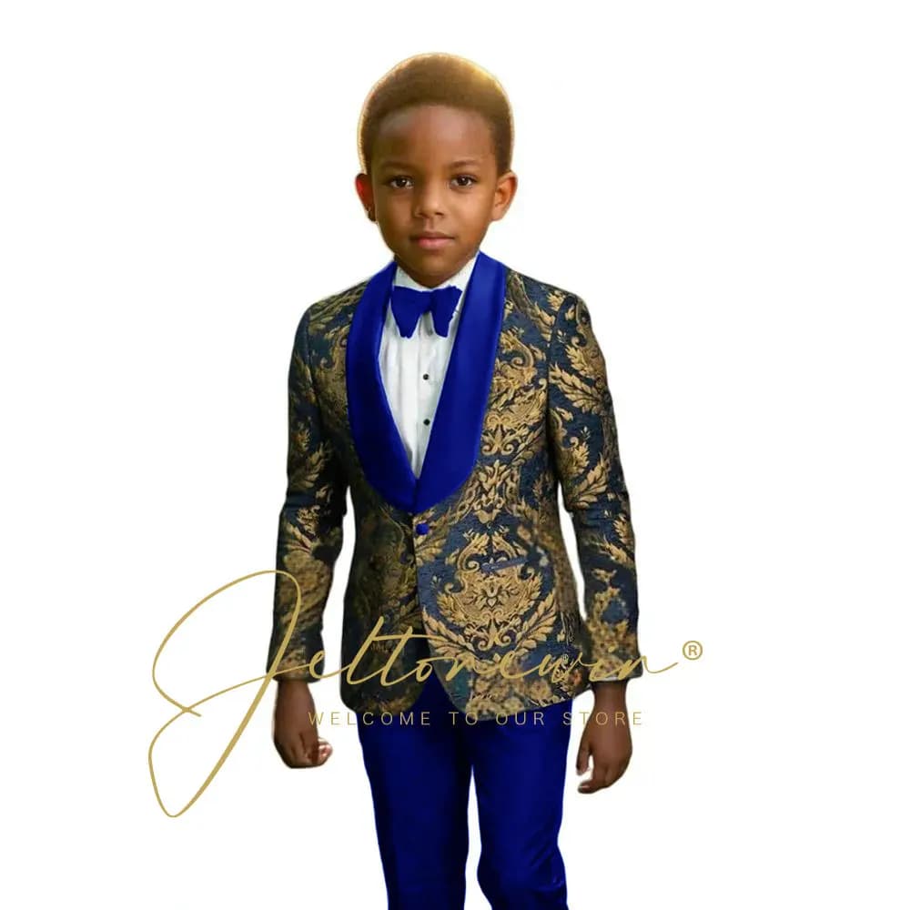 Navy Floral Boys Suit Set – 2 Pieces