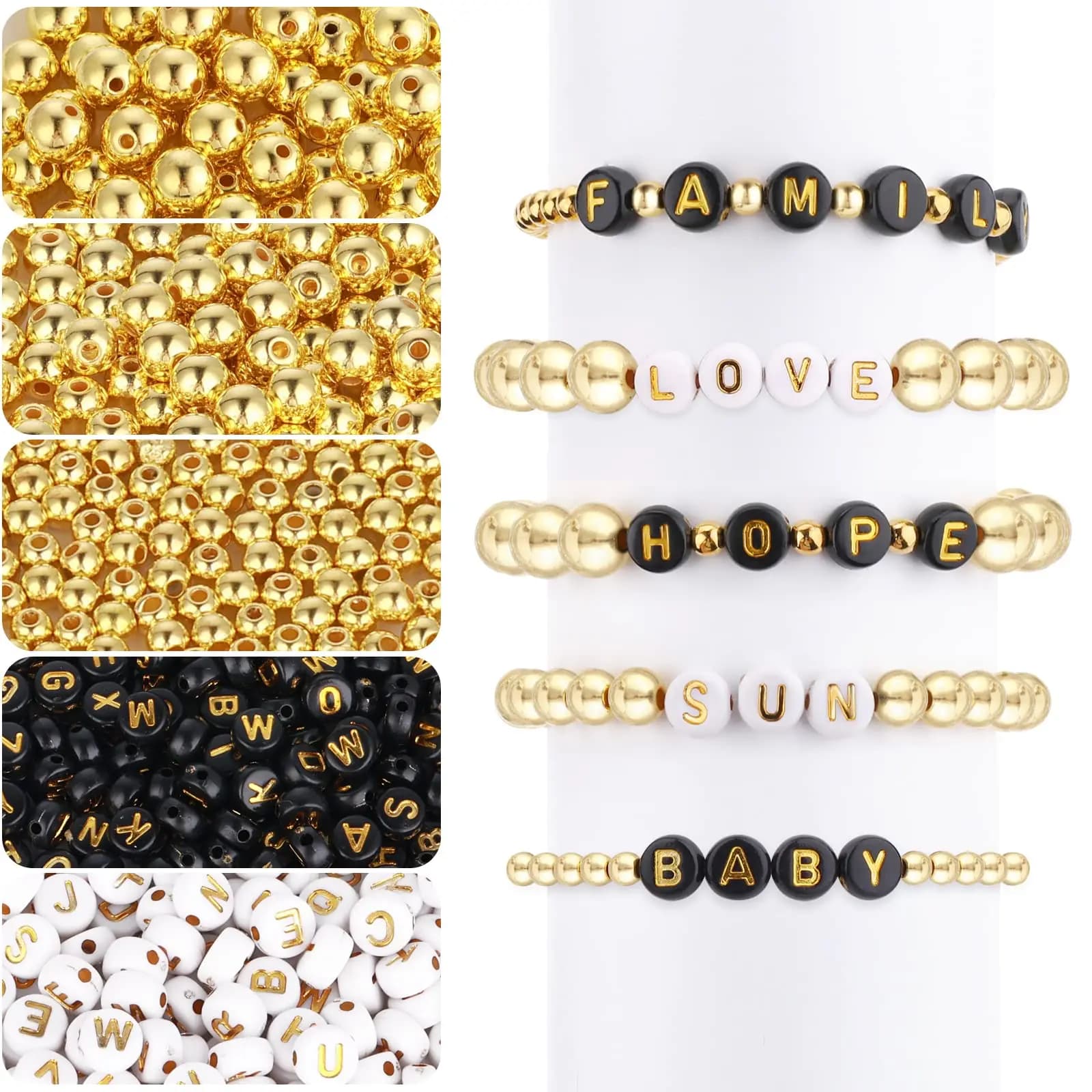 Jewelry Making Kit With Golden and Alphabet Beads