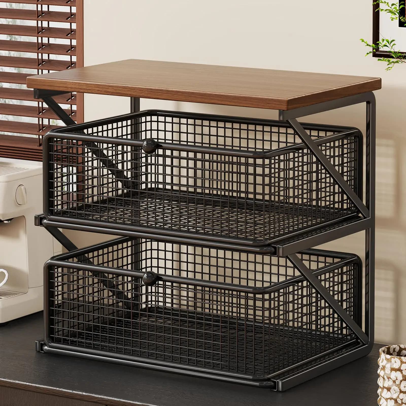 Coffee Counter Shelf Organizer with Drawer