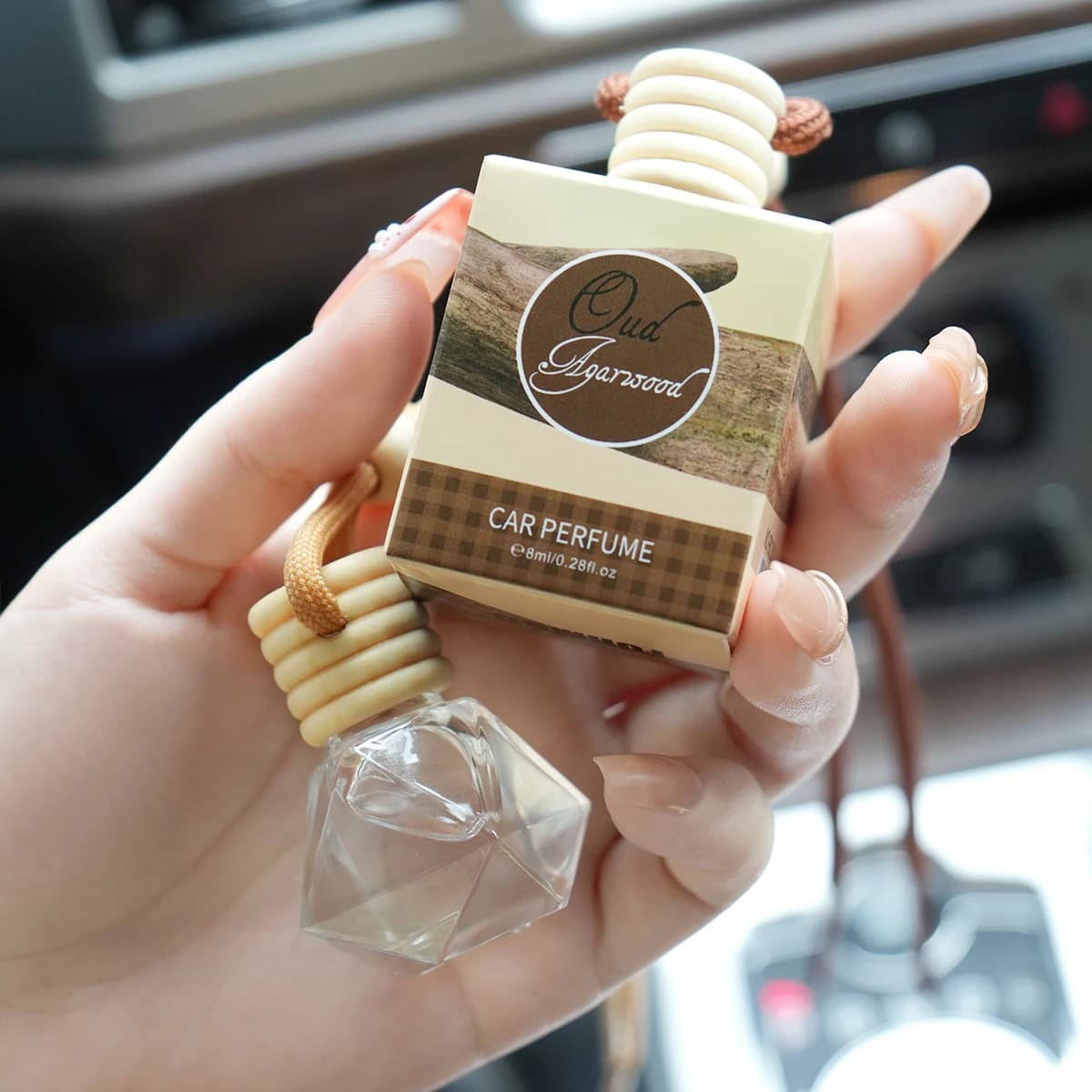 Car Air Freshener with Wooden Hanging Diffuser