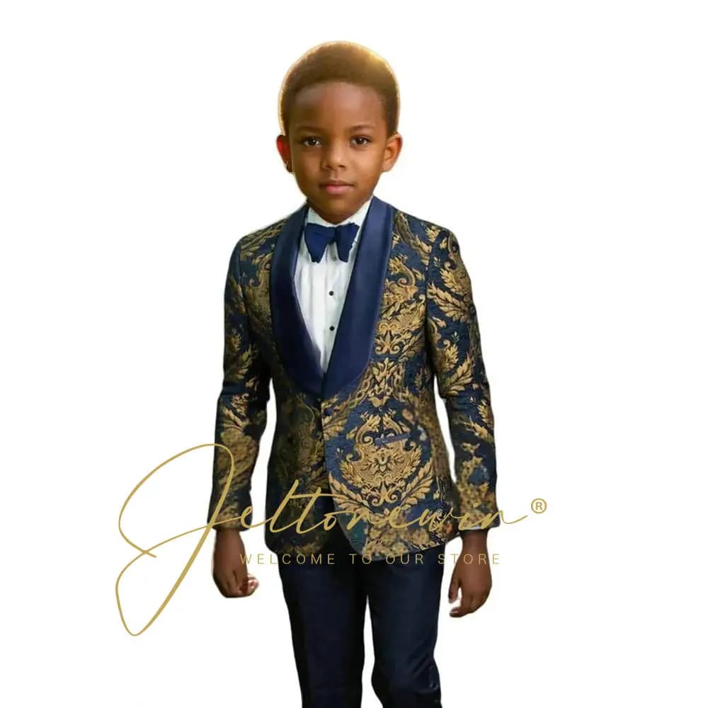 Navy Floral Boys Suit Set – 2 Pieces