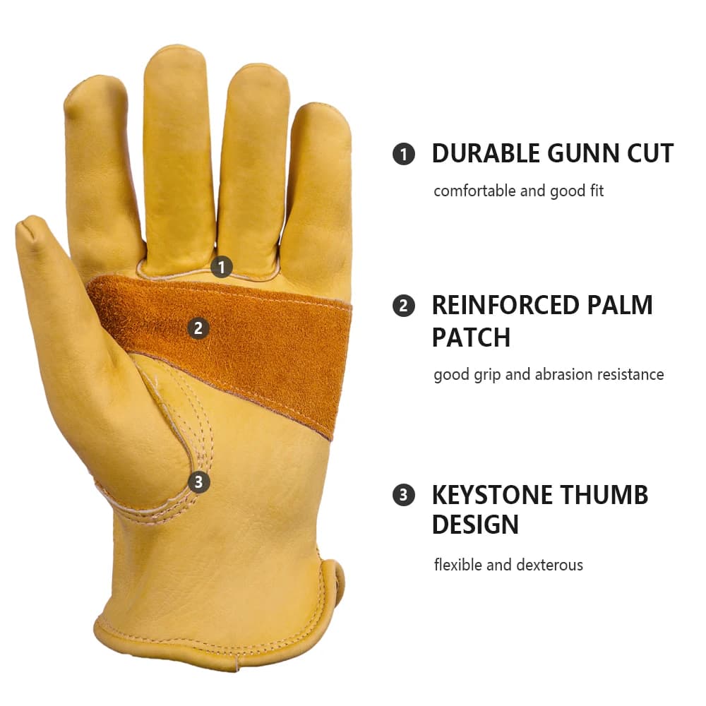 Yellow Cowhide Work Gloves