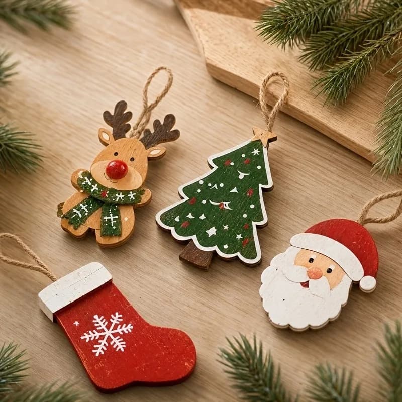 Christmas Wood Decorations Set