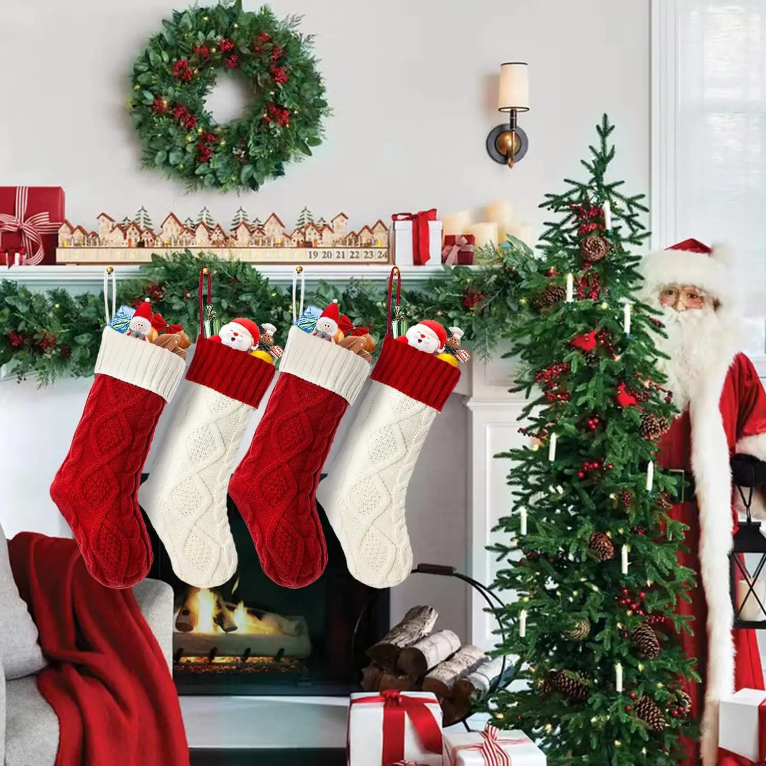 Large Knitted Christmas Stocking