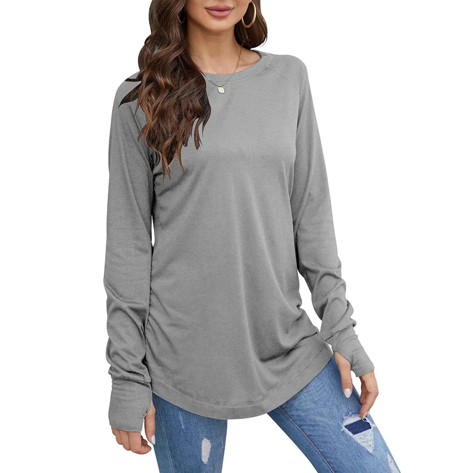 Women's Loose Long Sleeve Round Neck Top