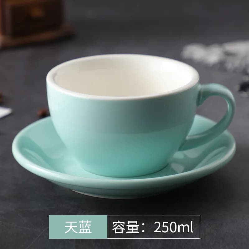 250ml Thickened Cup Large Capacity Creative Latte Art Cup Retro Colored Coffee Cup Afternoon Tea Dessert Tea Mug Home Decoration