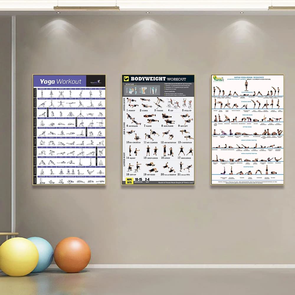 Yoga Poses Workout Exercise Canvas Wall Art