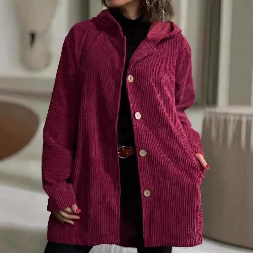 Women's Hooded Corduroy Casual Jacket