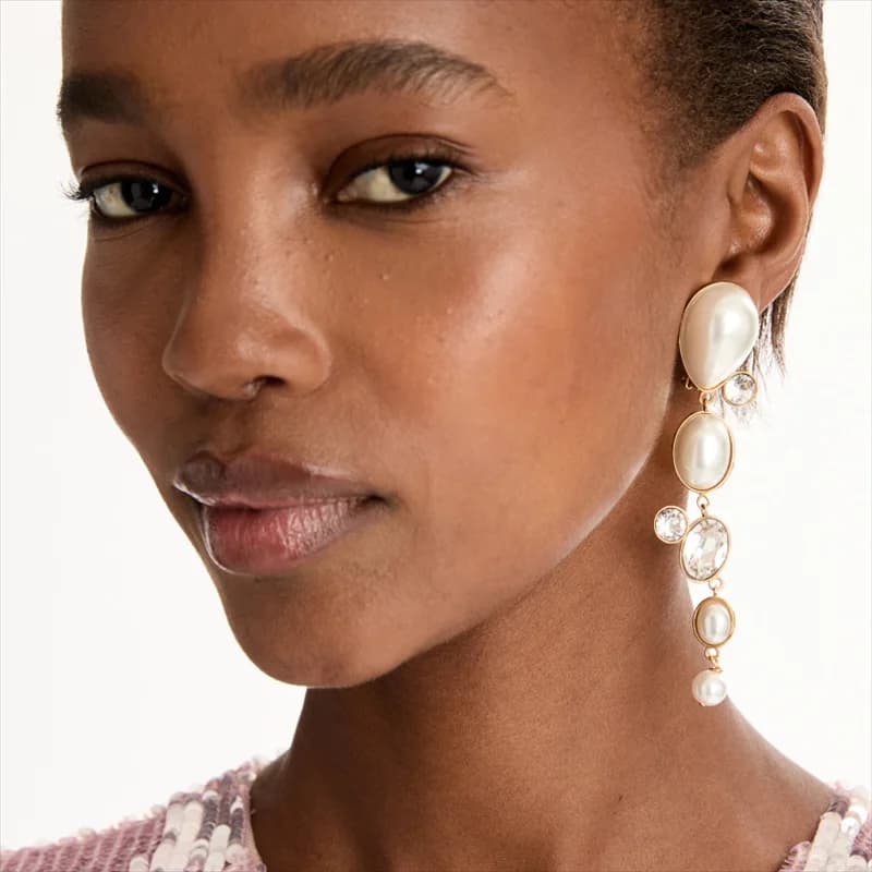 Pearl and Crystal Drop Clip-On Earrings